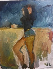 Figure in Landscape Oil Painting Abstract Surrealism 16"x20" Original