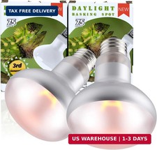 75W 2-Pack Reptile Basking Heat Bulb, UVA Daylight Heat Lamp Bulbs for Bearded D