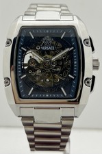 Beautiful Versace Dominus Skeleton Automatic Blue Dial Perfect Men's Wristwatch