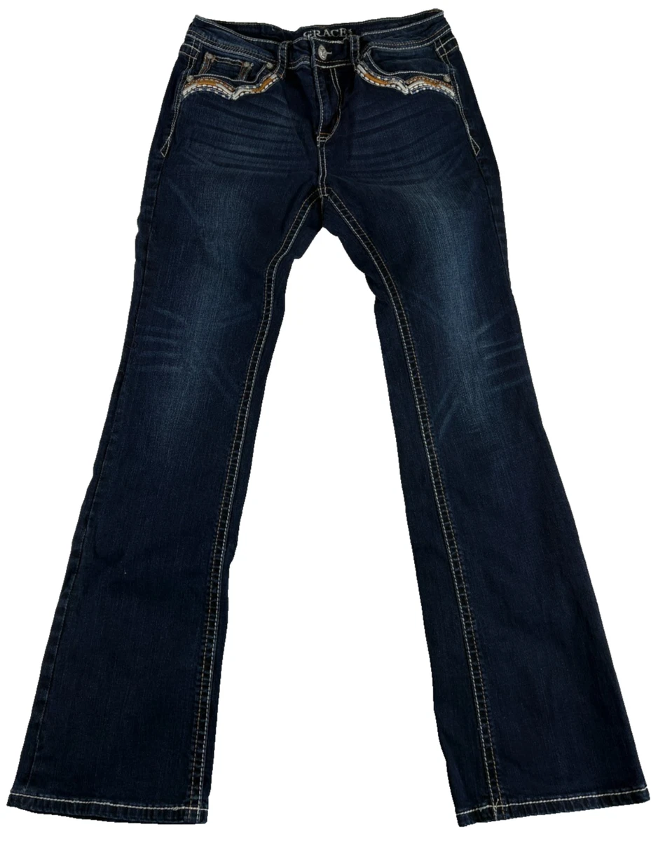 Jeans Femme Grace In LA Coupe Bootcut – Taille 26 – Longueur 28 – Bleu – NEUF Sans étiquette