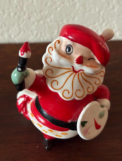 Rare 1960 Holt Howard Winking Artist Santa Candle Holder Painter Japan MCM