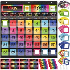 Classroom Calendar Pocket Chart Set Calendar Bulletin Board Set with Pocket S...
