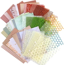 45 Sheets Handmade Scrapbook Paper, Craft Textured Decorative Paper, Snow Mesh F