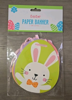 8ft Easter Banner Party Decoration Garland Eggs And Bunnies-Brand New-SHIP 24 HR