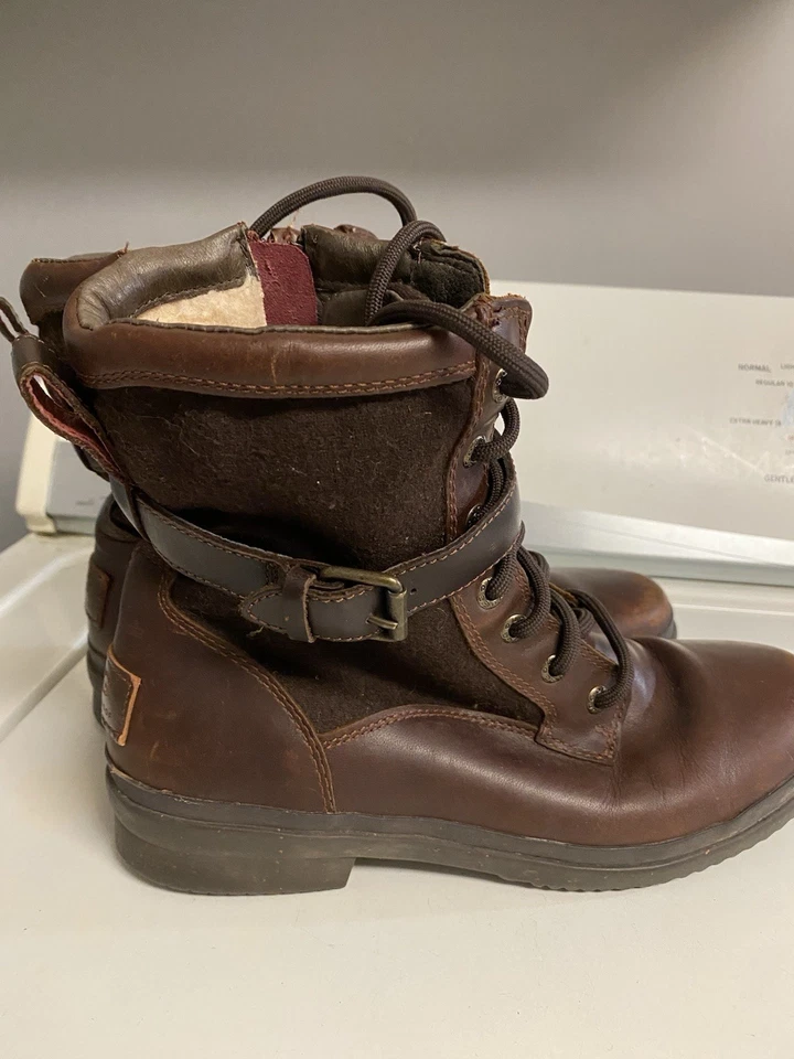 UGG Kesey Women’s Boots Size 8.5 Brown Waterproof Leather Wool Lined Australia - Image 3 of 4