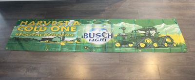 #ad John Deere Busch Light Banner Flag Big 2x8 Harvest a Cold One Tractors Beer 97 $15.95