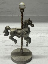 Spoontiques Pewter Carousel Horse Figurine with Faceted Crystal Collectible