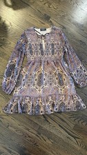 MinkPink Women's Paisley Boho Dress Size Small Flowy Long Sleeve Lined