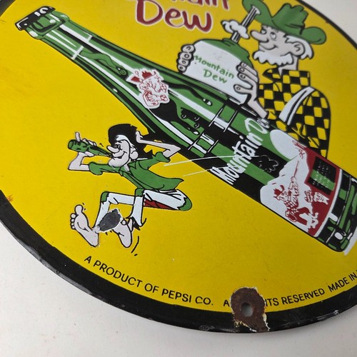 Vintage Mountain Dew Porcellana - Piatto Pompa Gas Bottiglie Soda Insegna Pepsi - Foto 6 di 14
