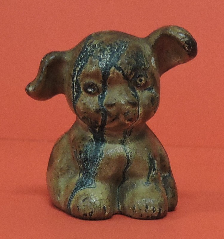 ANTIQUE VTG CAST IRON PUP/PUPPY/DOG/FIDO PAPERWEIGHT FIGURINE