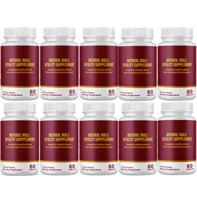 Natural Male Vitality Supplement, Male Health Support (10 Bottles) Official