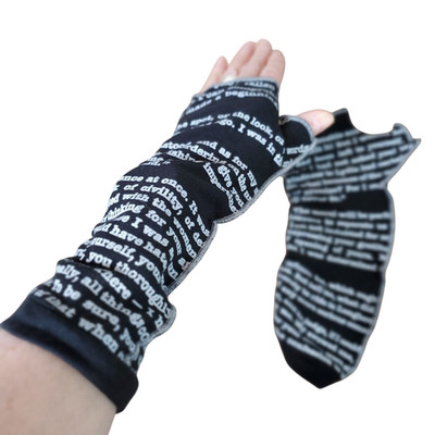 Writing Gloves Fingerless Storiarts  Jane Austen Black Cotton