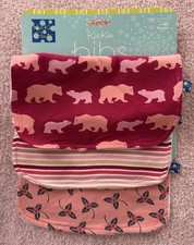Set of 3 Kickee Pants Bibs - Bears, Stripes  Blackberries - New 