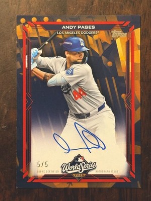 2026 Topps Series 2 Andy Pages Dodgers World Series Champion Auto 5/5 Bookend!