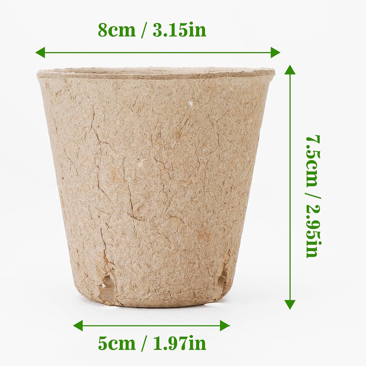 100Pcs Peat Pots for Seedlings, 3.15 Inch Biodegradable Small Nursery Pots for P