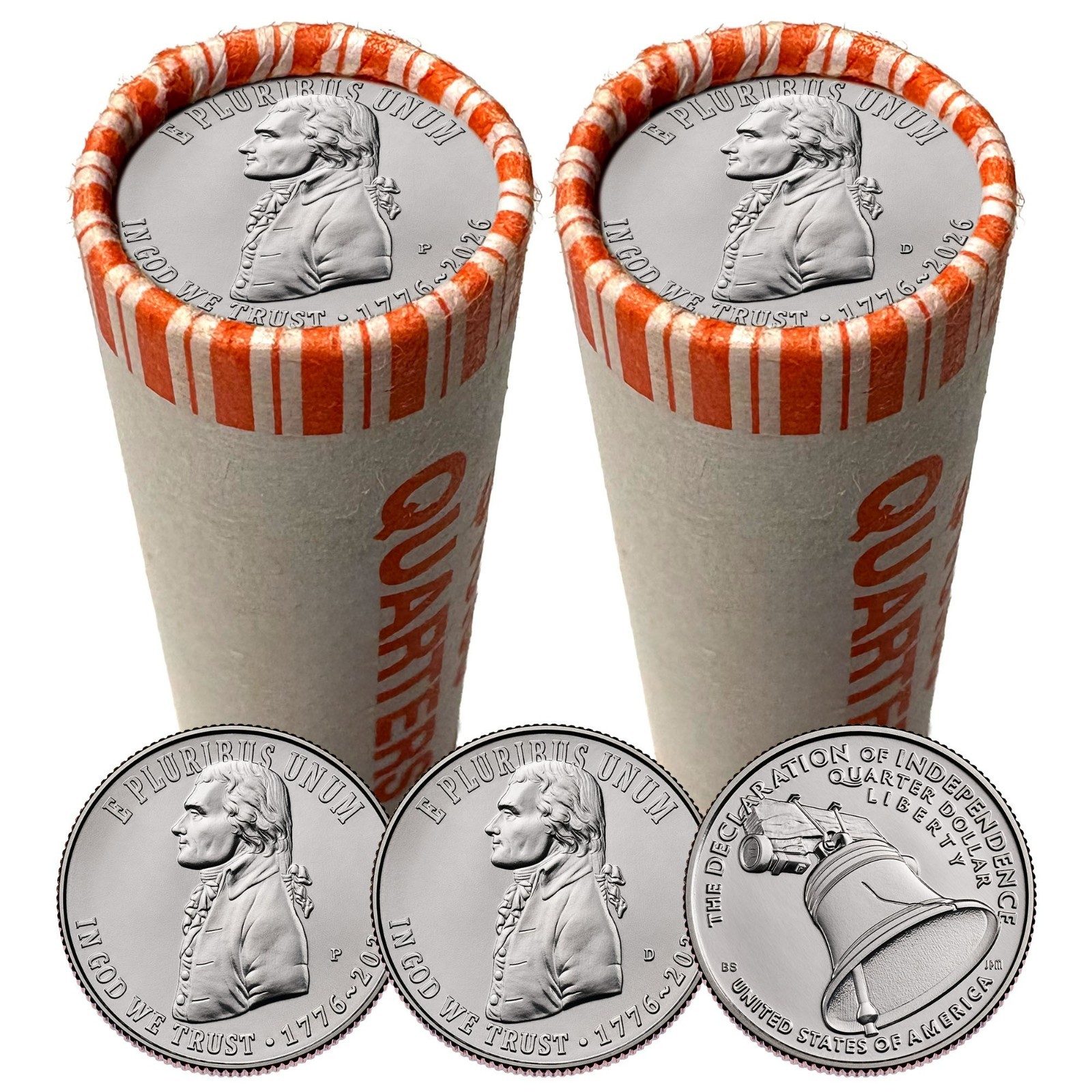 2026 Declaration of Independence Quarter Rolls Set 1776-2026 BU -BOTH P & D Mint