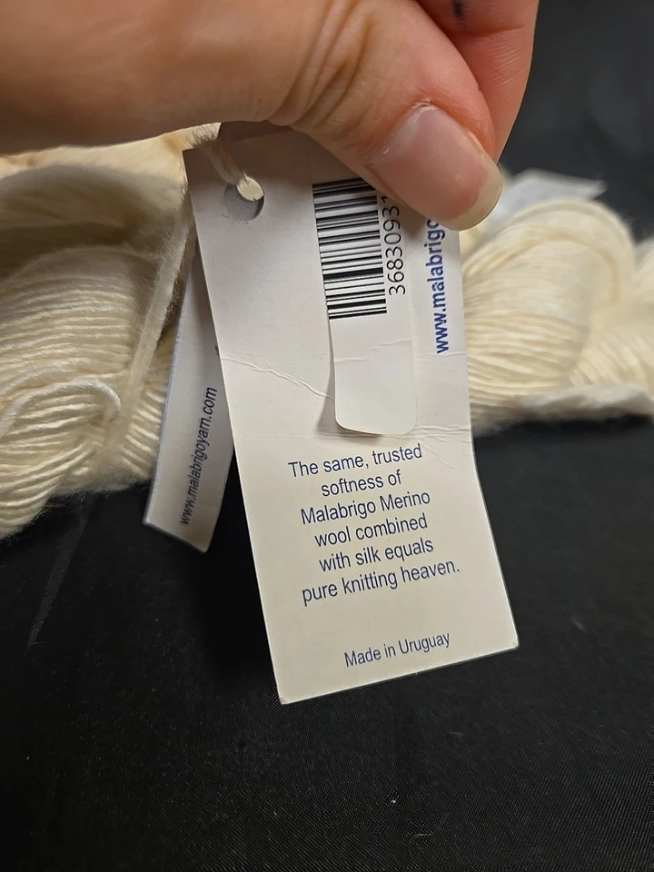 Malabrigo Natural Silky Merino Yarn 4 New Hanks 50g/150yd  - Image 4 of 4