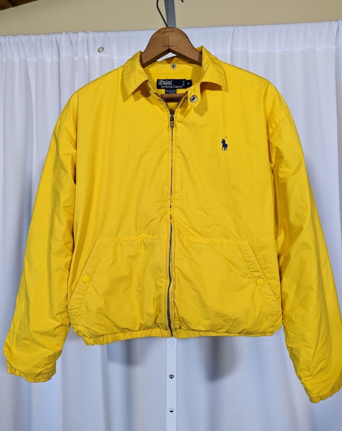 Polo Ralph Lauren Vintage 80s 90s Safety Yellow Puffer Fleece Lined Jacket  Small