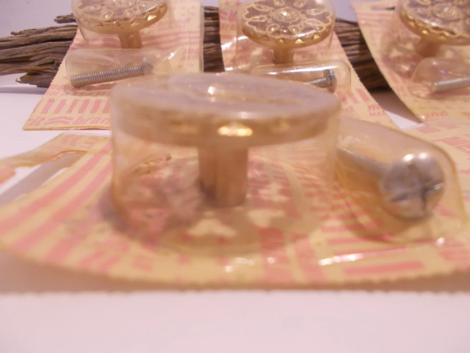 "5 manijas de perilla de cajón fundidas a presión ornamentadas tono oro rosa/oro MCM 1 5/16"" vintage" Foto 3 de 4