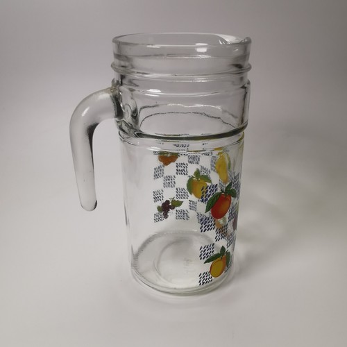 ~ Vintage ~ 60s / 70s ~ Kitsch ~ Glass Pitcher / Jug ~ Checkered Fruit Design ~ - Picture 5 of 10