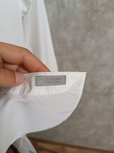 ELEVENTY Size S White Solid Cotton perl Button Up Long Sleeve Shirt - Picture 8 of 9