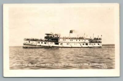 Midland City Ferry Boat~Vintage Ontario Steamer Ship RPPC Vintage Photo 1944