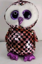 TY Flippables Beanie Boos CHECKS the Owl Sequins 8" Plush 2019