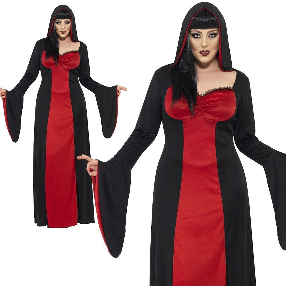 Ladies Plus Size 16-30 Vampire Halloween Fancy Dress Costume Womens  Medieval | eBay