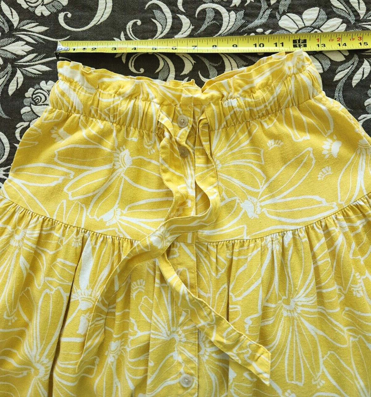 Universal Thread tie waist button front yellow mi… - image 11