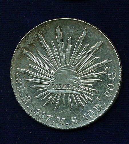 MEXICO - MEXICO CITY MINT 1887-MoMH 8 REALES COIN, CHOICE ALMOST UNCIRCULATED - Picture 3 of 4