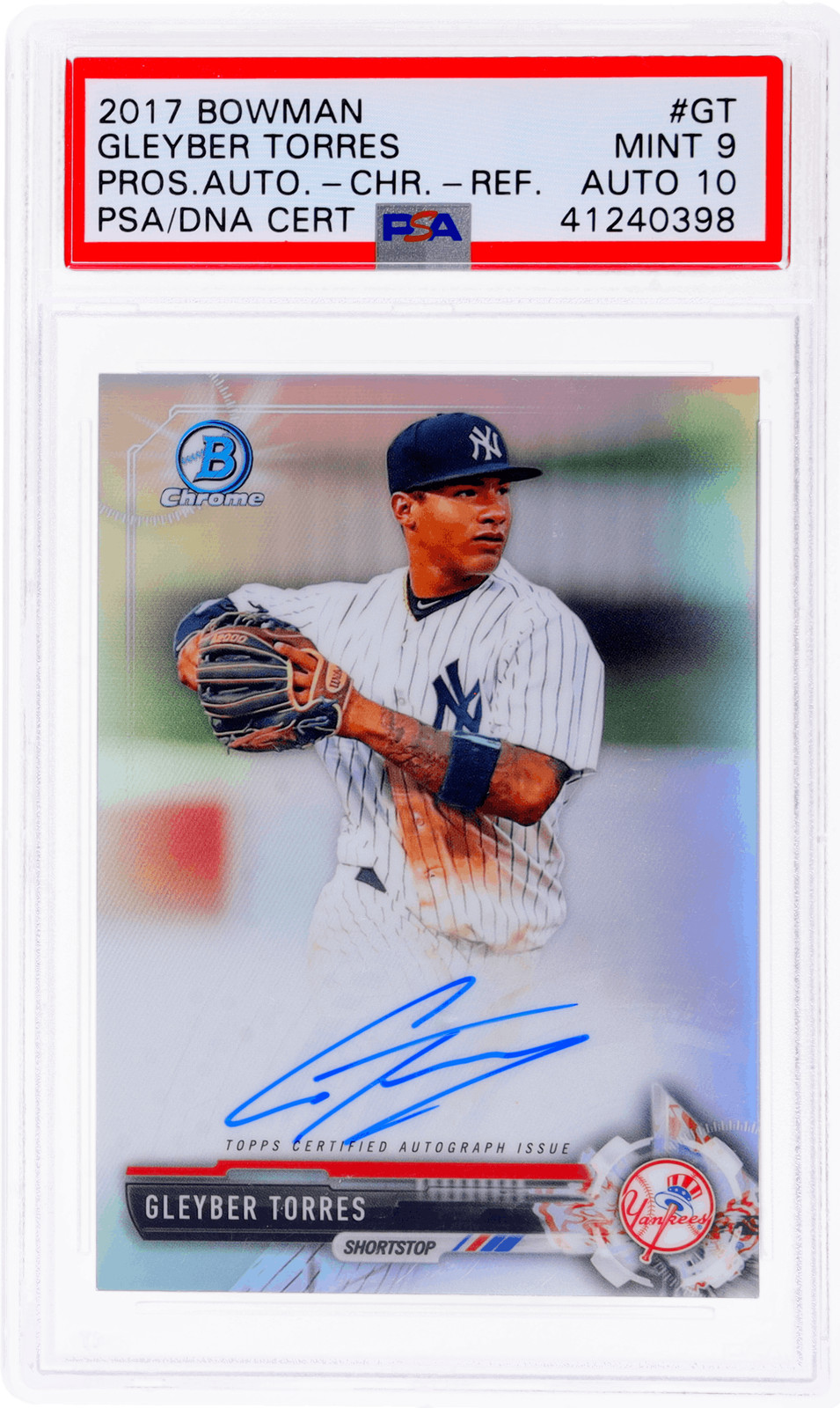 2017 Bowman Gleyber Torres Chrome Prospect Auto Refractor #CPAGT /499 PSA 9/10