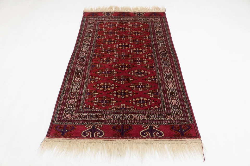 Кавказский ямутский ковер ручной вязки 120x180 красный геометрический узор шерсть - Изображение 2 из 4