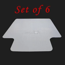 Home Office Chair Set of 6 PVC Floor Mat Studded Back w/ Lip For Carpet 48 x 36"