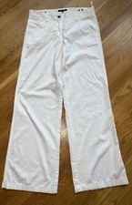 Theory Women's Pants Trouser Wide Leg Cotton Stretch White Size 8 Casual USA