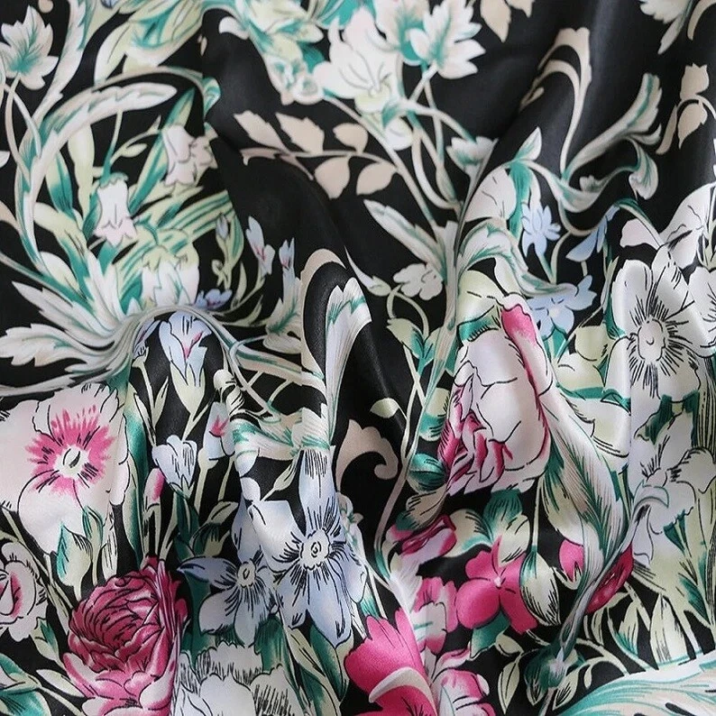 Vintage Floral Satin for Special Occasion, Everyday Wear Fabric - By The Yard - Image 4 of 4