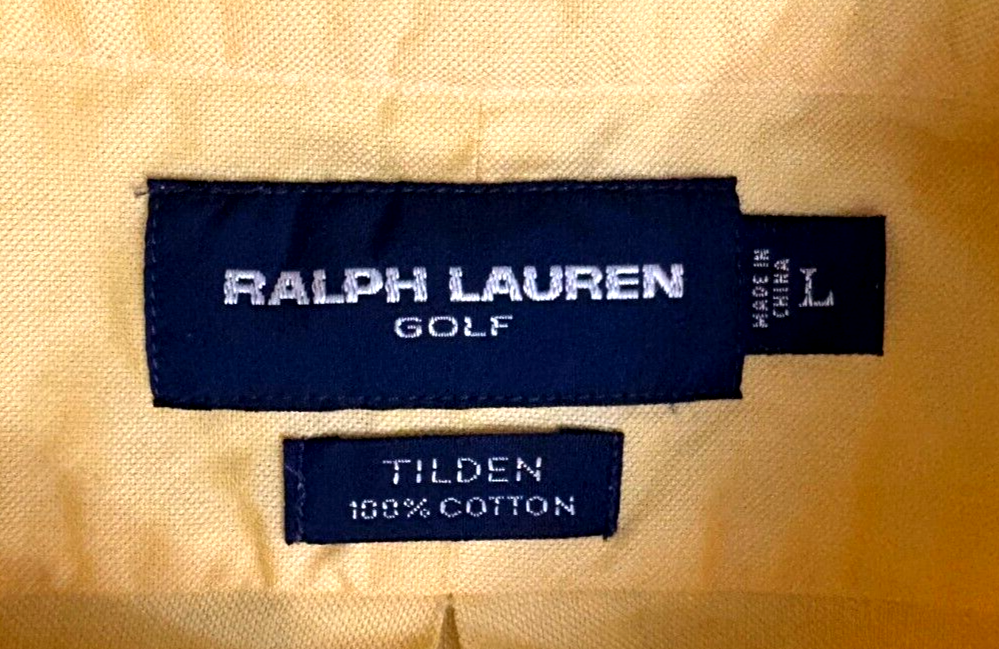 PONY Ralph Lauren Golf Camicia Uomo Grande Giallo Tilden Cotone Maniche Corte Logo