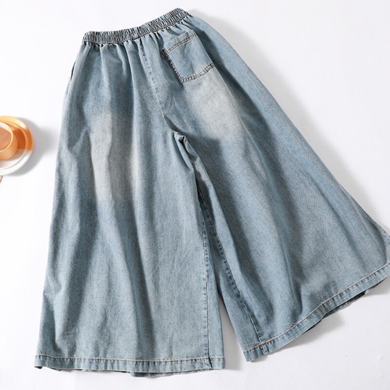 Loose Vintage Faded Ruffled Jean Pants