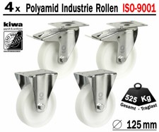 Polyamid Schwerlast Transport Lenk Rollen 4 x Ø 125 mm Br-Bo / BS-Rollen Germany