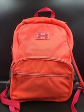 PREOWNED UNDER ARMOUR BRIGHT PINK ORANGE BACKPACK, Has some wear on front pocket
