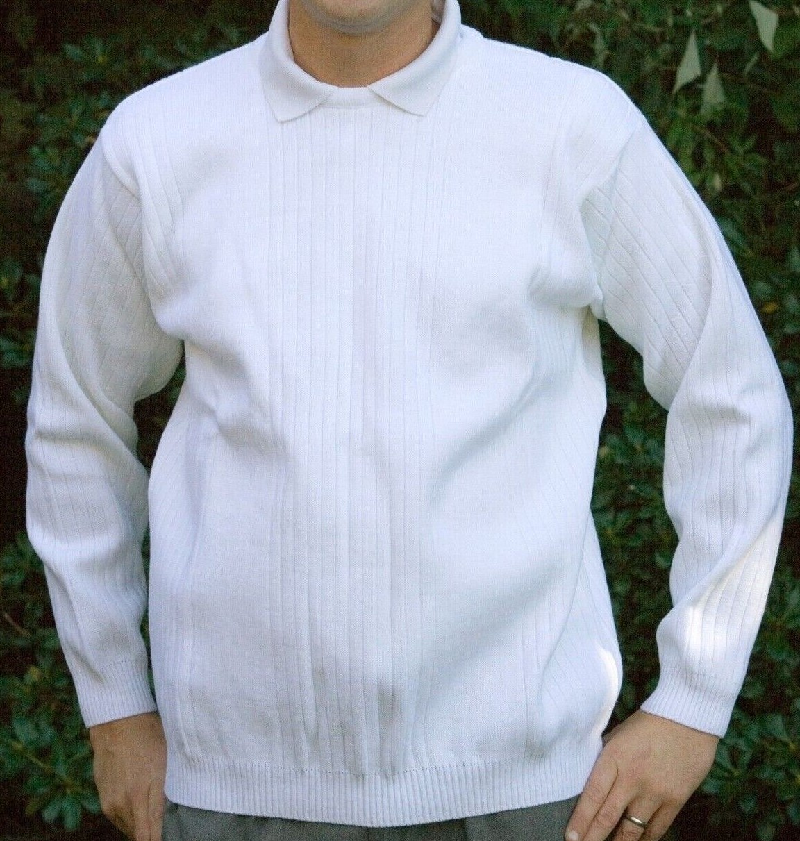 CATHEDRAL Mens Acrylic Premium Knitted Crew Neck White Bowls Jumper