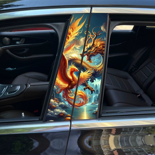 2PCS Fashion Car Center Pillar Sticker B-pillar Protective Film Decor #29 - Picture 4 of 6