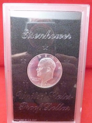 1971-S Proof 40% Silver Eisenhower IKE Dollar Coin with Original US Mint Box 1971-S Proof 40% Silver Eisenhower IKE Dollar Coin with Original US Mint Box