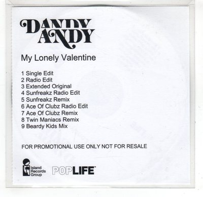 (GR138) Dandy Andy, My Lonely Valentine - 2010 DJ CD