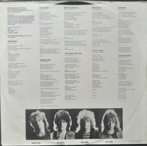Dokken LP Tooth And Nail 60376-1 US-press Hard Rock, Heavy Metal - Foto 3 di 4