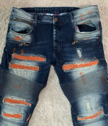 Rockstar Original RSM 214 Ort Andreas Vintage Distressed Zip Size 36 Men’s Jeans - Picture 2 of 11