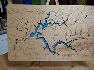 Salt Fork Lake, OH - Laser Cut Wood Map | Wall Art | Made to Order