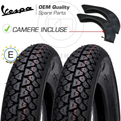 KIT COPPIA 2 GOMME RUOTA 3.50.10 CON CAMERA D'ARIA VESPA PX 125 150 200