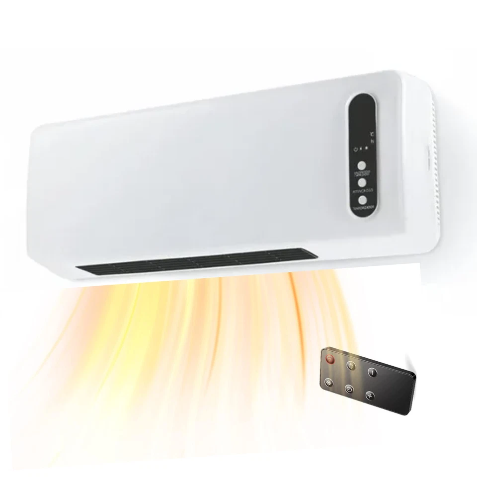 Termoconvettore ceramico a parete stufa elettrica 1000/2000W con timer e display - Immagine 2 di 4