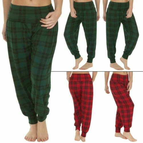 Green Checked Trousers for Women