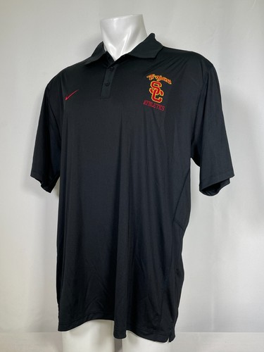 USC Trojans Athletics Nike Dri-Fit Embroidered Black Polo Shirt Men's XL - 第 1/13 張圖片